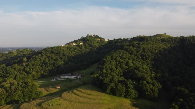 view of the valley of the mountains- village of Montevecchia and Curone Valley regional park, Brianza, Lombardy, Italy