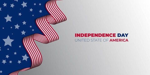 Obraz premium Happy Independence day for United State of America with waving american flag