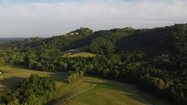 view from the top of the hill- village of Montevecchia and Curone Valley regional park, Brianza, Lombardy, Italy
