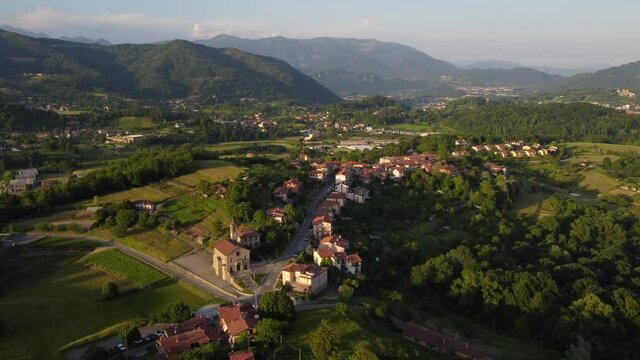 view of the city - village of Montevecchia and Curone Valley regional park, Brianza, Lombardy, Italy
