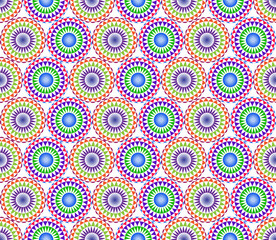 Seamless abstract pattern background with bright stylized flowers.