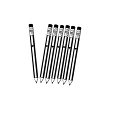 Plain pencils with black stripes, hearts and an eraser at the end