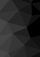 Geometric pattern low polygonal pattern, black gradient, dark gray. Abstract background. Texture design for publications, cover, poster, leaflet, flyer, brochure, banner, wall. Vector illustration.