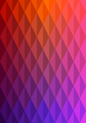 Diamond shape pattern gradient, orange, red, pink, purple, colorful. Abstract background. Texture design for publication, cover, poster, flyer, brochure, banner, backdrop, wall. Vector illustration.