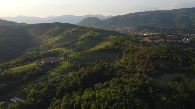 view from the top of the mountain, Montevecchia regional park, Lombardy, Italy