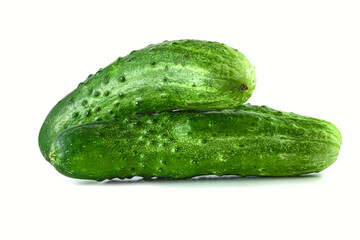 Fresh cucumber vegetable isolated on white background. Healthy eating potentially help you lose weight. Clipping path