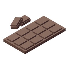 Chocolate bar icon. Isometric of Chocolate bar vector icon for web design isolated on white background