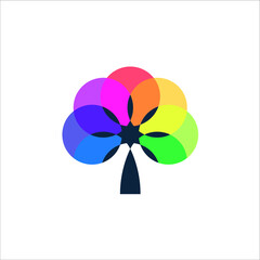 stack multicolor tree logo design graphic 