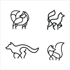 set bundle wolf line art logo design 