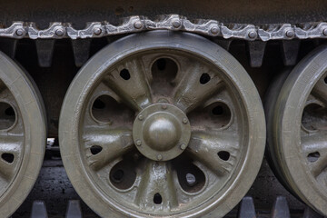 Caterpillar with rollers of the Russian T-34 tank from the Second World War