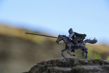 one tin solider with horse antique toy