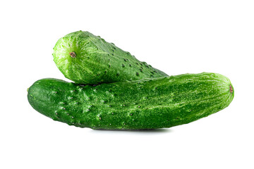 Fresh cucumber vegetable isolated on white background. Healthy eating potentially help you lose weight. Clipping path