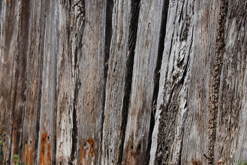 Weathered Wood Beam Retaining Wall Abstract Close-up