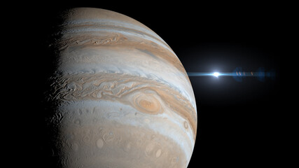 planet jupiter enters retrograde motion 3d illustration © SN