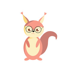 A squirrel with glasses.
Vector illustration for kindergarten.
A character for children.