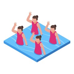Synchronized swimming girls icon. Isometric of Synchronized swimming girls vector icon for web design isolated on white background