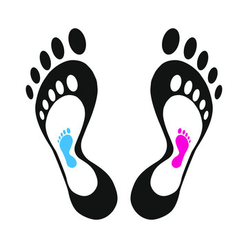 Vector image of human footprints. On a white background.