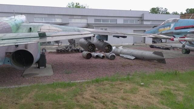 Military fighter and bombs Soviet aviation Su-25