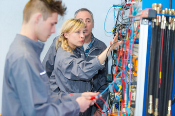 Fototapeta na wymiar young electrical engineers
