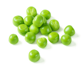 Green peas closeup isolated on white. Clipping path. 