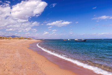 Sandy beach in National Park of Nabq in Sharm El Sheikh, Egypt.