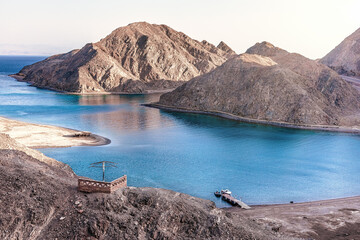 Beautiful view Fjord Bay and mountains  in Taba, South Sinai, Egypt.