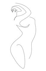 Silhouettes of a girl in a modern one line style. Continuous lady line drawing, aesthetic outline for home decor, posters, wall art, stickers, logo. Vector illustration.