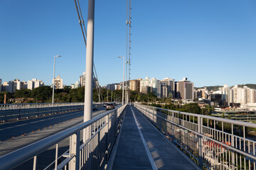 Fototapeta na wymiar railway bridge in the city of the Florianopolis city, Hercílio Luz bridge, Florianópolis, Santa Catarina, Brazil