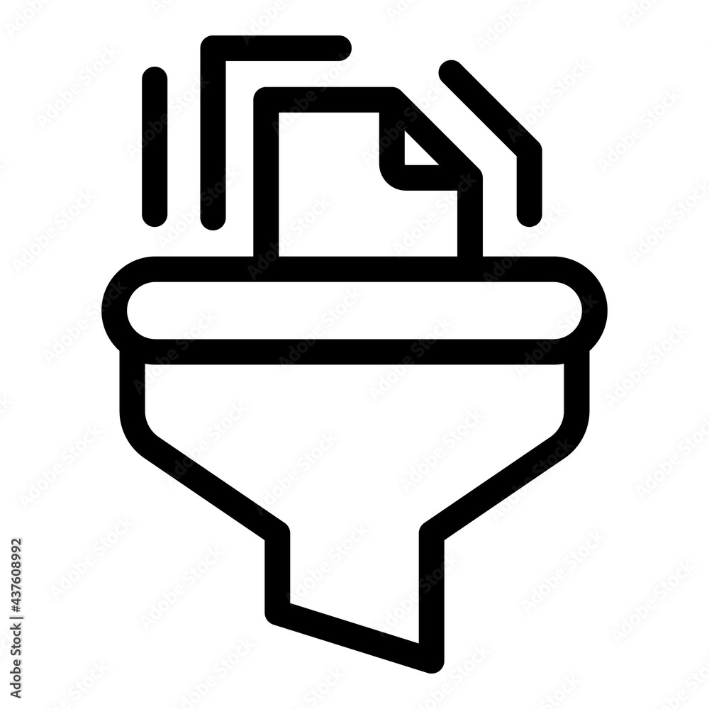 Poster file funnel filter icon. outline file funnel filter vector icon for web design isolated on white bac