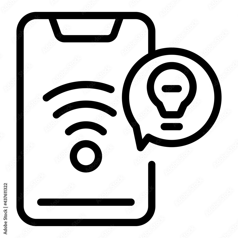 Poster smartphone remote smart lightbulb icon. outline smartphone remote smart lightbulb vector icon for we