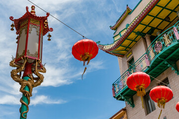 Red Lanterns and Ornamental Architecture, San Francisco, China Town, California