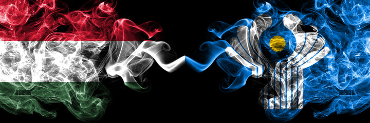 Hungary, Hungarian vs Commonwealth smoky flags side by side.