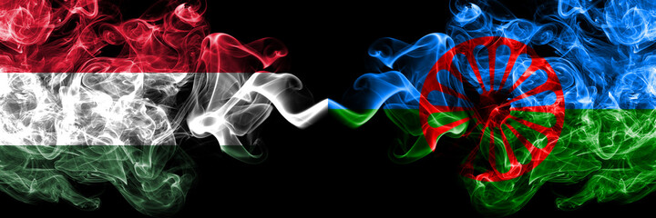 Hungary, Hungarian vs Gipsy smoky flags side by side.