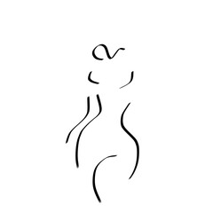 woman line art silhouette icon illustration logo design