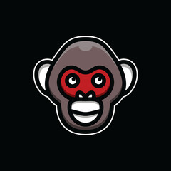 Simple Mascot Vector Logo Design of Face Monkey In Background black