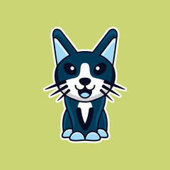 Simple Mascot Vector Logo Design of Cats In Color blue