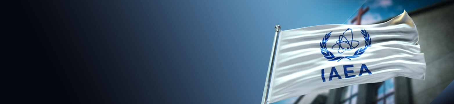 International Atomic Energy Agency Flag with Church and large Gradient Single Flag 
