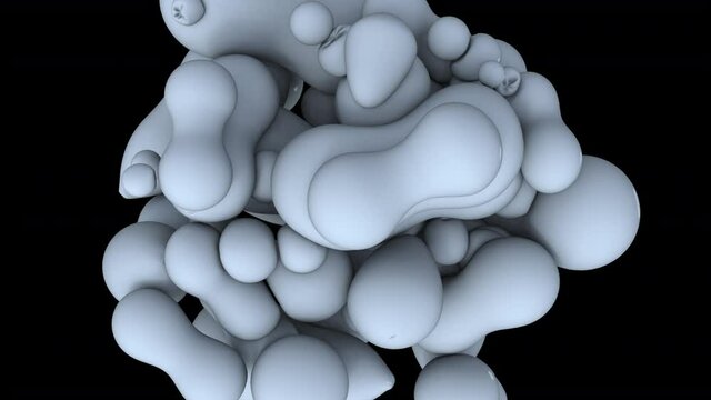 elastische gummi b&auml;lle prallen aufeinander und sto&szlig;en sich gegenseitig ab, aufgeblasene ballone mit weichen k&ouml;rpern, elastische kugeln, animation, rendering, 3d simulation  