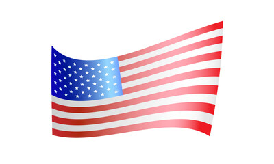 USA flag wave isolated on white background. Independence Day, Veteran, American Holidays. Vector stock illustration. 