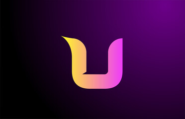 yellow purple U creative gradient alphabet letter logo for branding and business. Design for icon corporate identity