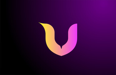 yellow purple V creative gradient alphabet letter logo for branding and business. Design for icon corporate identity