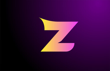 yellow purple Z creative gradient alphabet letter logo for branding and business. Design for icon corporate identity