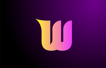 yellow purple W creative gradient alphabet letter logo for branding and business. Design for icon corporate identity