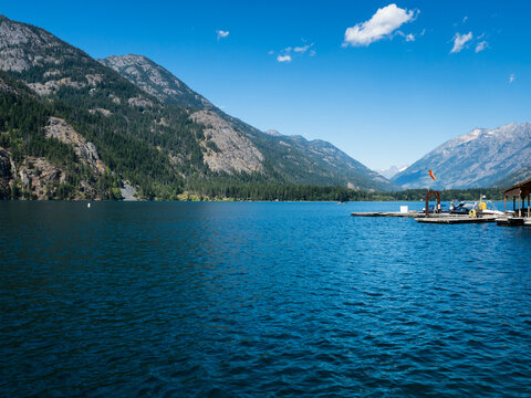 Boat landing at Stehekin, a secluded community at the north end of Lake Chelan - Washington state, USA