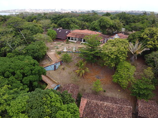 Fototapeta na wymiar Drone view of a colonial building in the city of São Luis, Maranhão, Brazil.