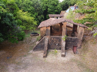 Drone view of a colonial building in the city of São Luis, Maranhão, Brazil.