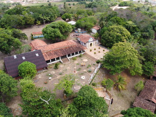 Drone view of a colonial building in the city of São Luis, Maranhão, Brazil.