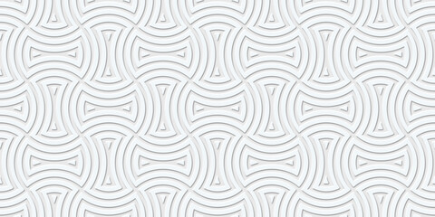 Rendering seamless geometric 3d pattern. White abstract background. 3D tiles. Optical illusions. Template for wrapping paper or cards. Luxurious ornament for interior design. 3D panels.
