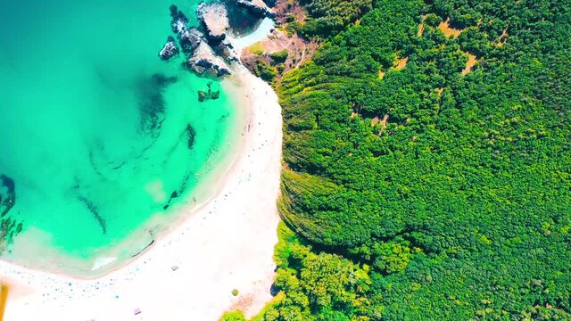 Silistar wild beach in Bulgaria coastline Black Sea, summer holiday in Europe.