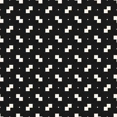 Vector minimalist seamless pattern. Pixel art style. Simple minimal monochrome texture with small square shapes, dots. Stylish abstract black and white background. Dark repeated decorative design
